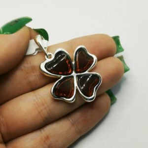 Four Leaf Amber Clover Pendant