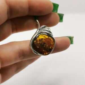 Apple shape amber pendant