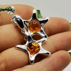 Star compact amber earrings