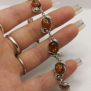 Bracciale Glicine con ambra cabochon