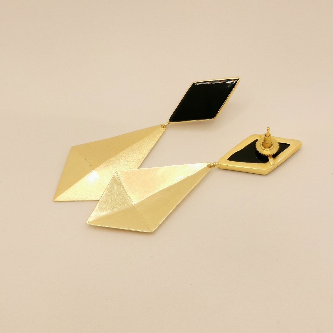 Orecchini Pendenti Cristalli di Boemia Ottone Placcato Oro 24K e Agata - immagine 9