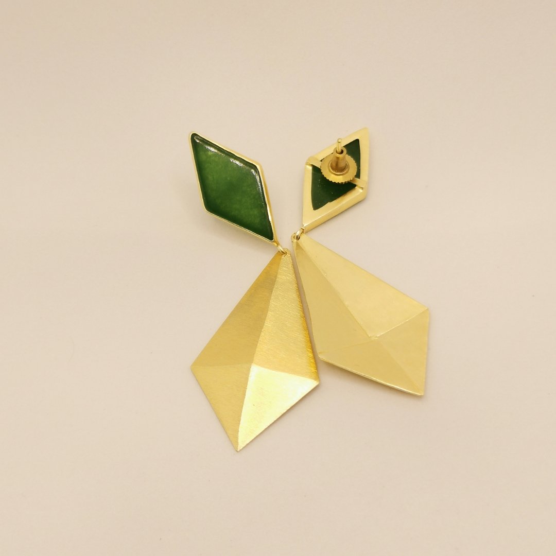 Orecchini Pendenti Cristalli di Boemia Ottone Placcato Oro 24K e Agata - immagine 7