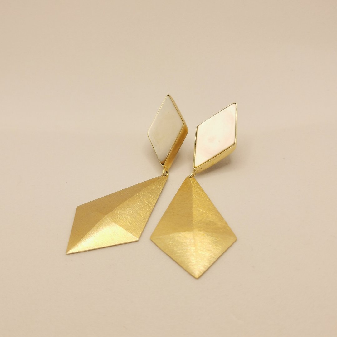 Orecchini Pendenti Cristalli di Boemia Ottone Placcato Oro 24K e Agata - immagine 6