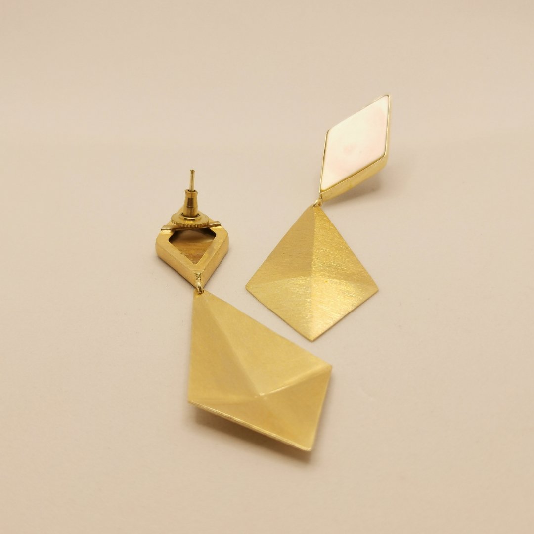 Orecchini Pendenti Cristalli di Boemia Ottone Placcato Oro 24K e Agata - immagine 5