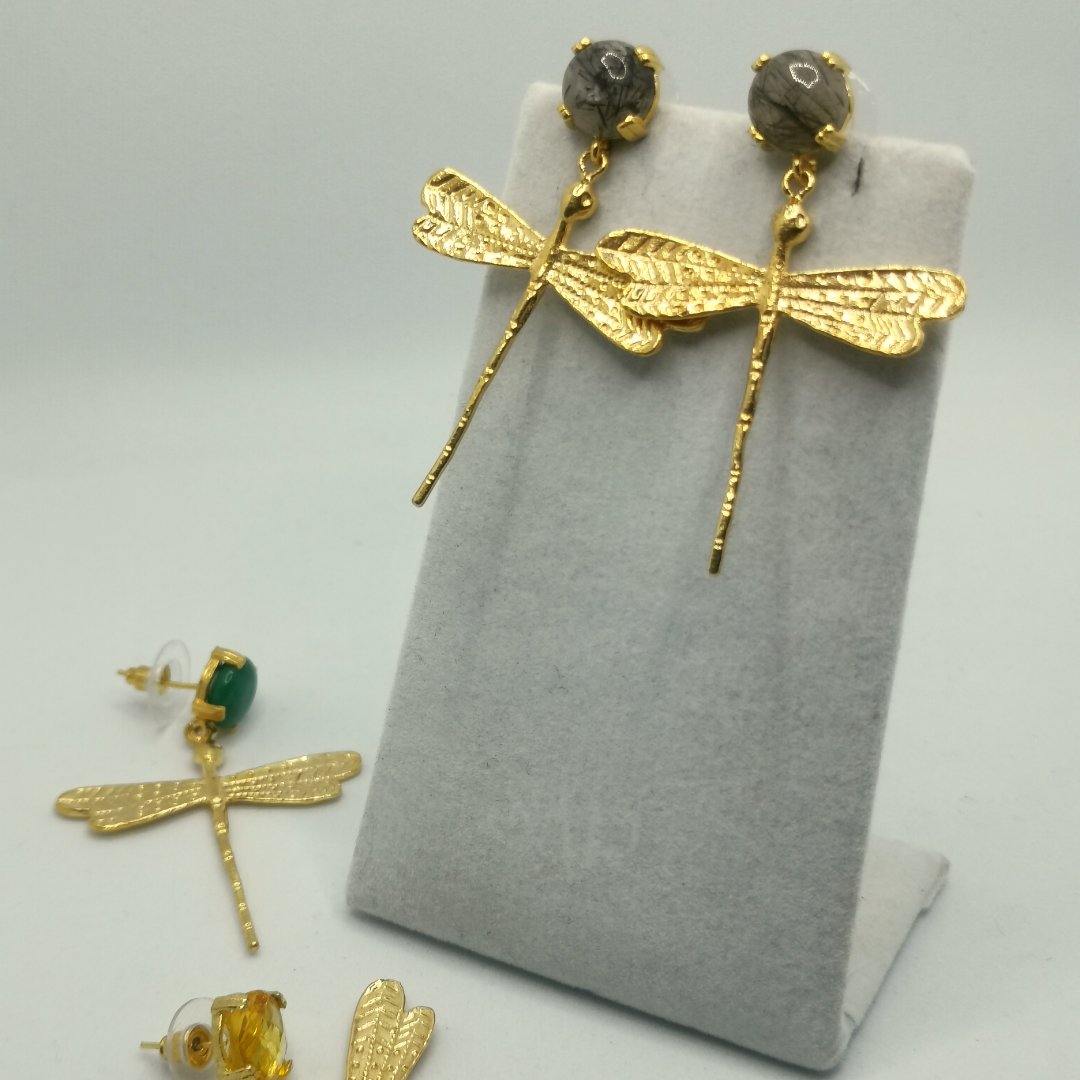 Orecchini Libellula con pietre naturali - immagine 2