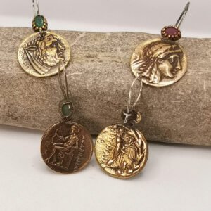 Orecchini moneta in ottone anticato