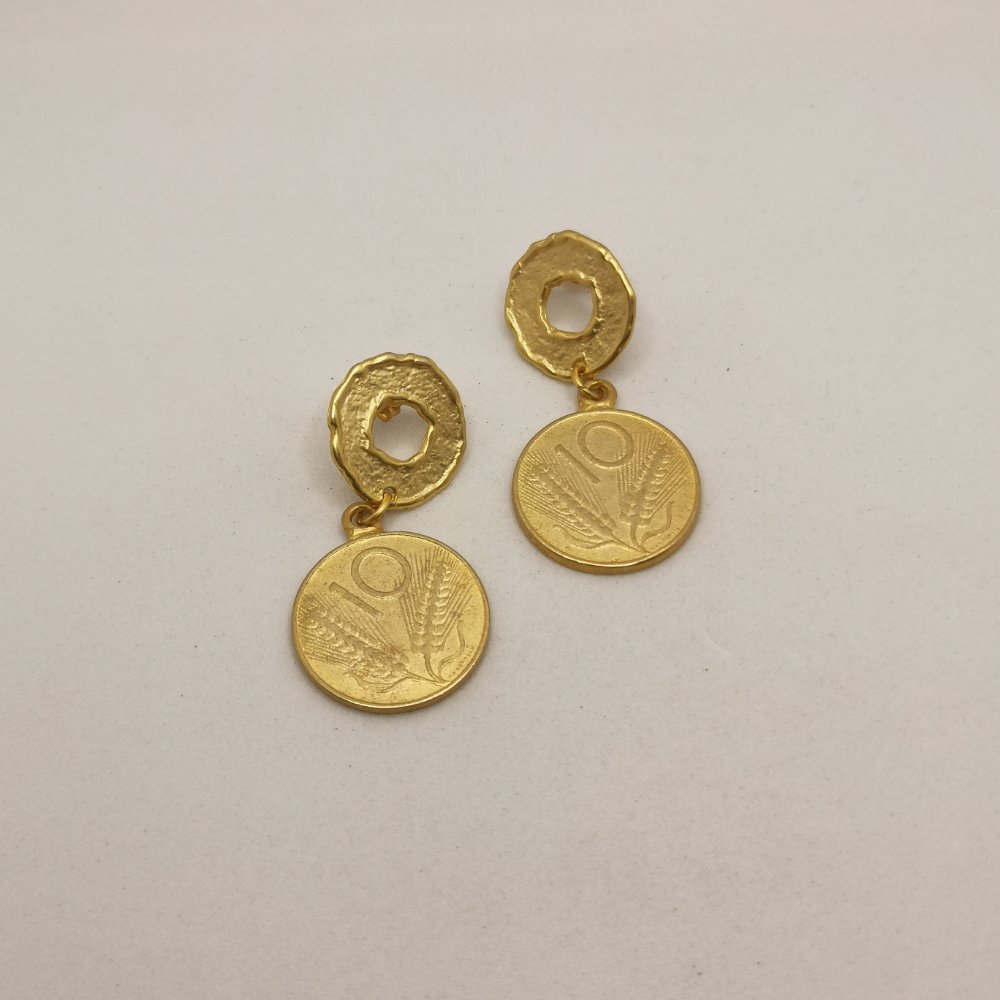 Orecchini pendenti con Riproduzione moneta 5 e 10 Lire - immagine 2