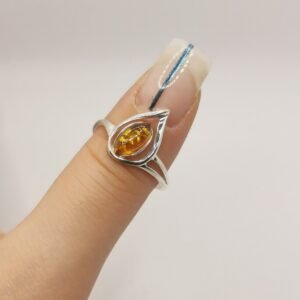 Anello Drop fluid silver Amber
