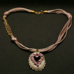 Ceramic - Ornamental pink flower heart