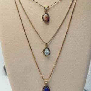 Ciondolo pietra naturale cabochon e ottone