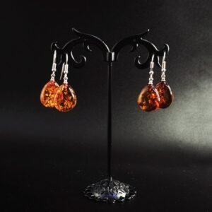 Orecchini Goccia Classica Argento 925 Ambra Baltica - Pendenti Semplici Eleganti