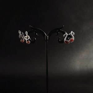 Orecchini Lobo Chiave Sol e Nota Musicale Argento 925 Ambra