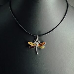 Ciondolo Libellula Dragonfly Argento 925 Ambra Baltica