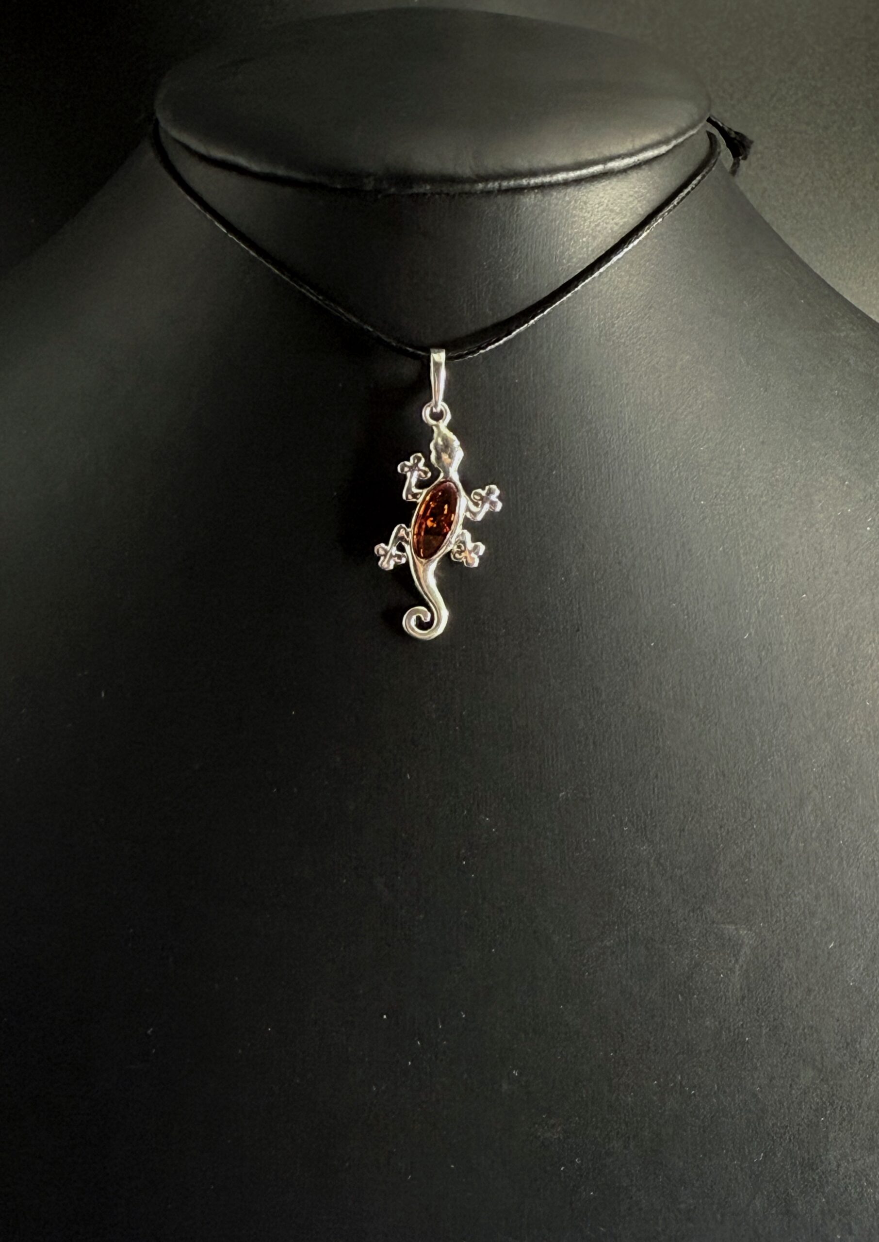 Ciondolo Geco Salamandra Argento 925 Ambra Baltica - Pendente Adattabilità