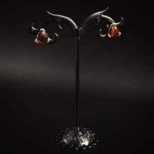 Orecchini da lobo Fiamma triangolare con cornice Argento 925 e Ambra Baltica