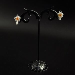 Orecchini Lobo Margherita Argento 925 Ambra - Fiore Daisy Perno + Clip