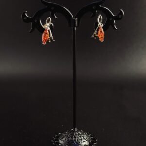 Orecchini Lobo Foglia Argento 925 ed Ambra Baltica