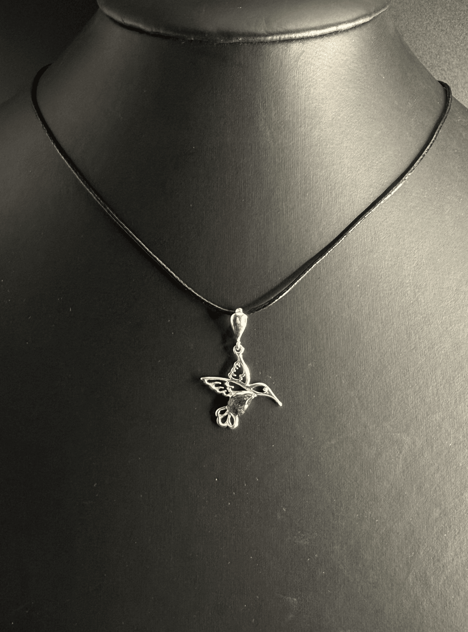 Ciondolo Colibrì Argento 925 Ambra Baltica - Pendente Hummingbird